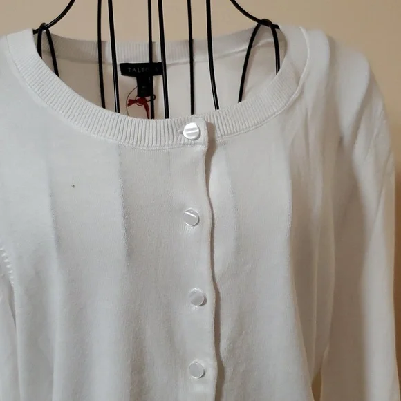 Talbots white button down sweater size M - Picture 2 of 10
